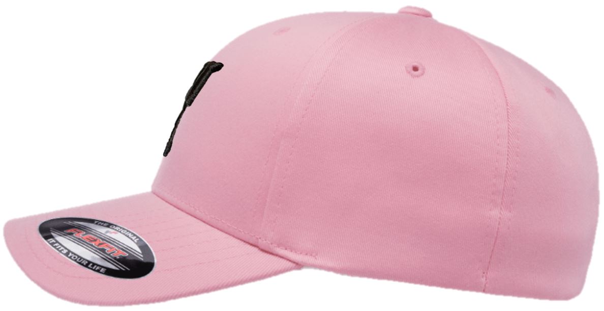 TRISKELE CURVED BILL FLEXFIT® HAT - Pink With Black Logo –