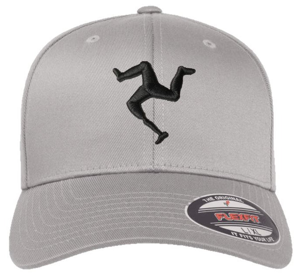 TRISKELE CURVED BILL FLEXFIT® HAT - Silver With Black Logo
